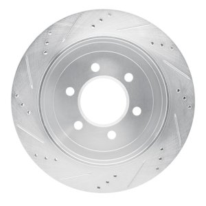 Ford Expedition Brake Rotor (1) - Rear Right - R1 Concepts - Drilled & Slotted - Silver - `02-`06